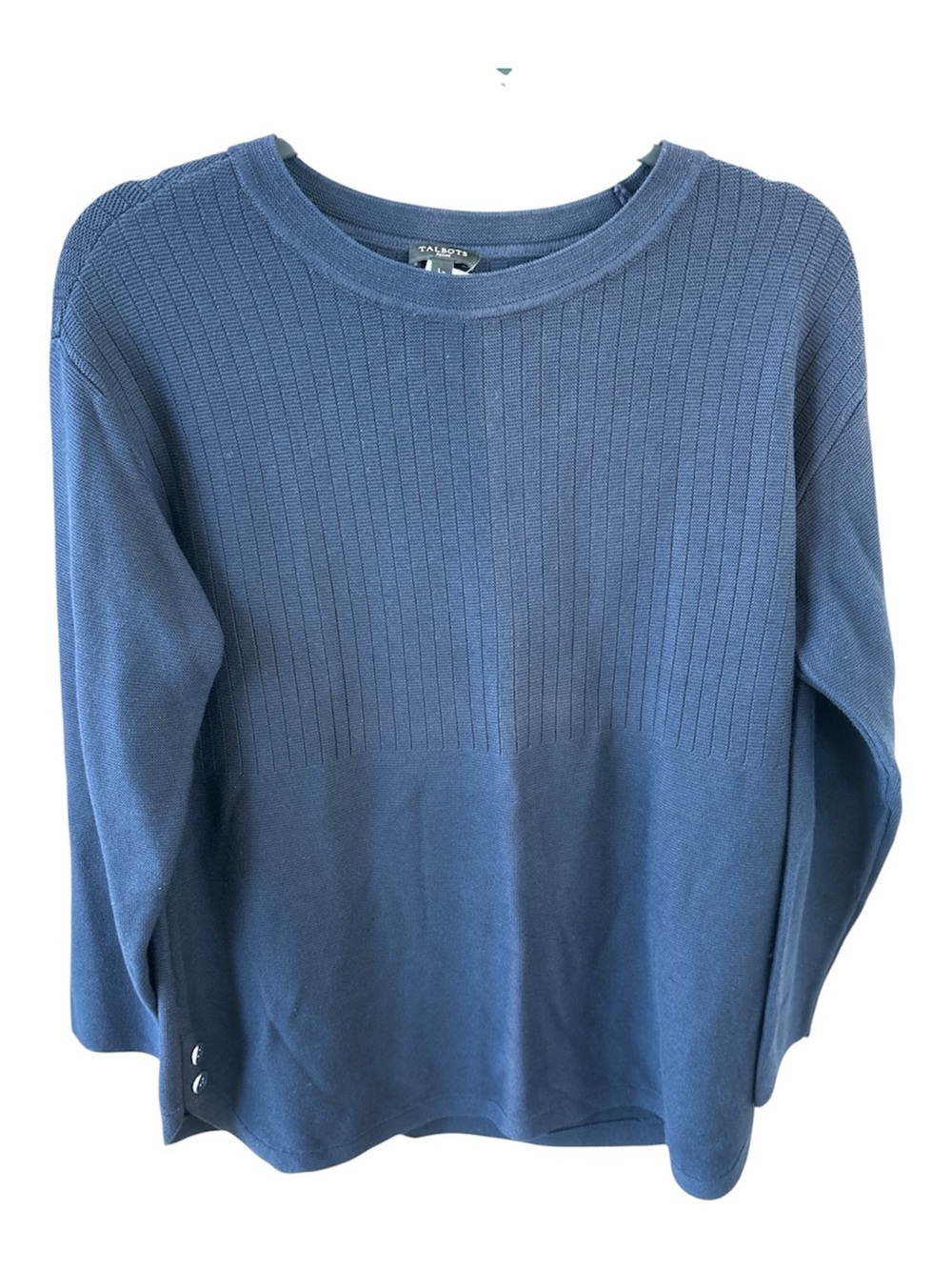 Talbots Navy Petite Ribbed Crewneck Sweater